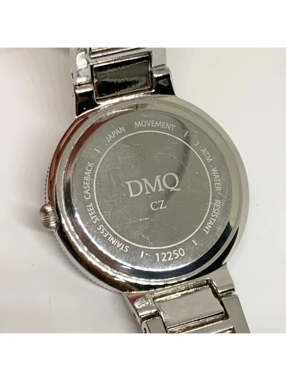 DMQ women’s silver tone watch 35mm quartz mop dial rhineston up to 7.5” running